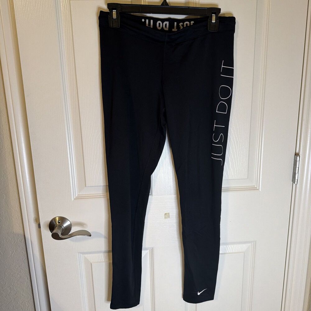 NIKE PRO COMBAT THERMA FIT ATHLETIC LEGGINGS-JUST DO IT--MEDIUM
